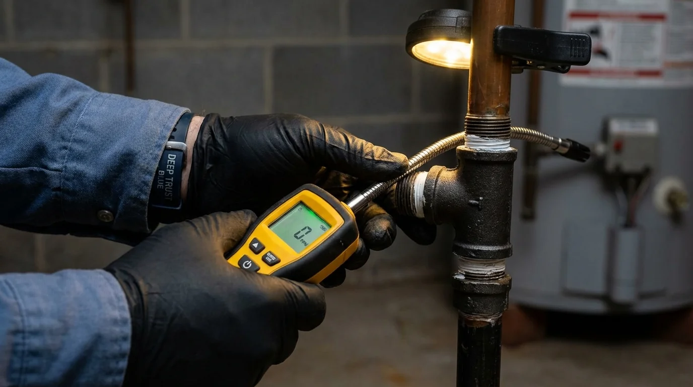 Gas leak detection with electronic sniffer by Johns Plumbing LLC in Jal