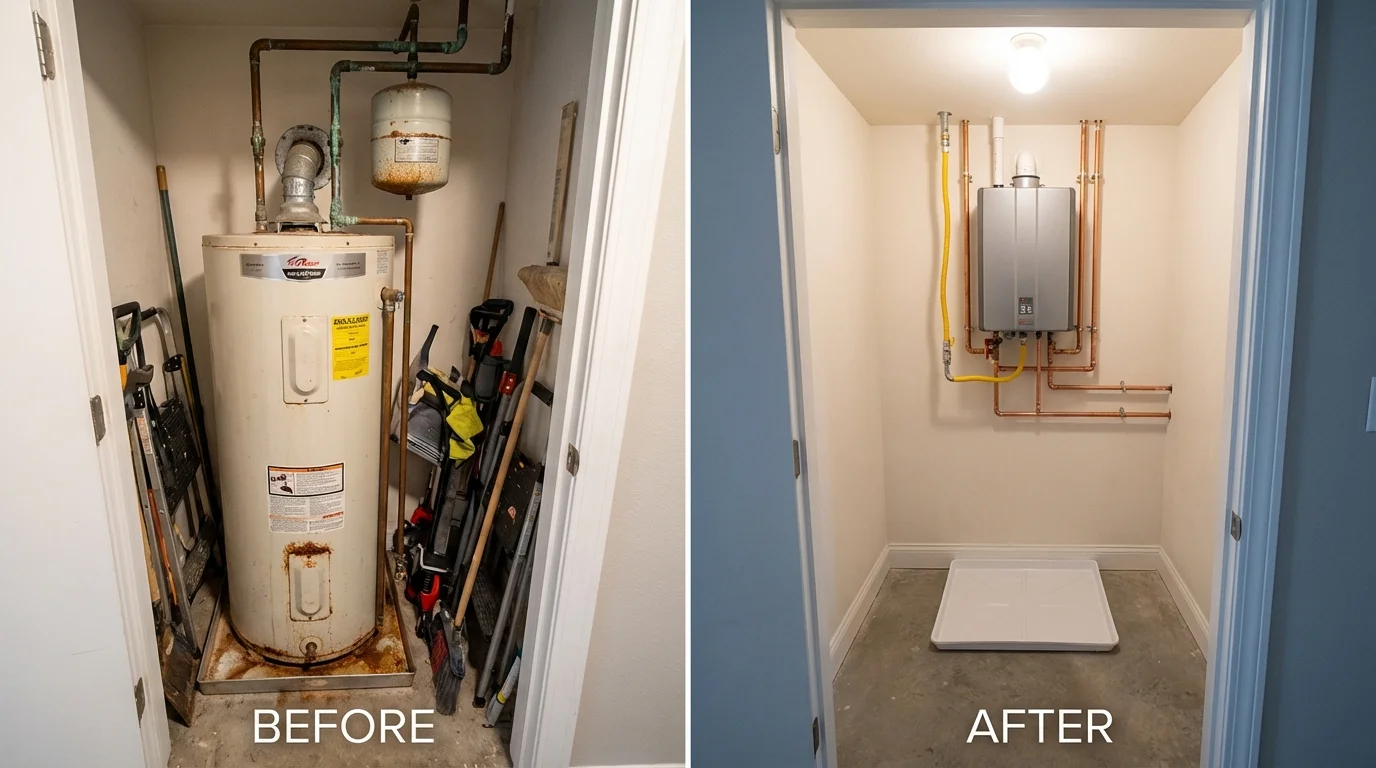 Tank water heater versus wall-mounted tankless unit comparison for Jal, NM homeowners