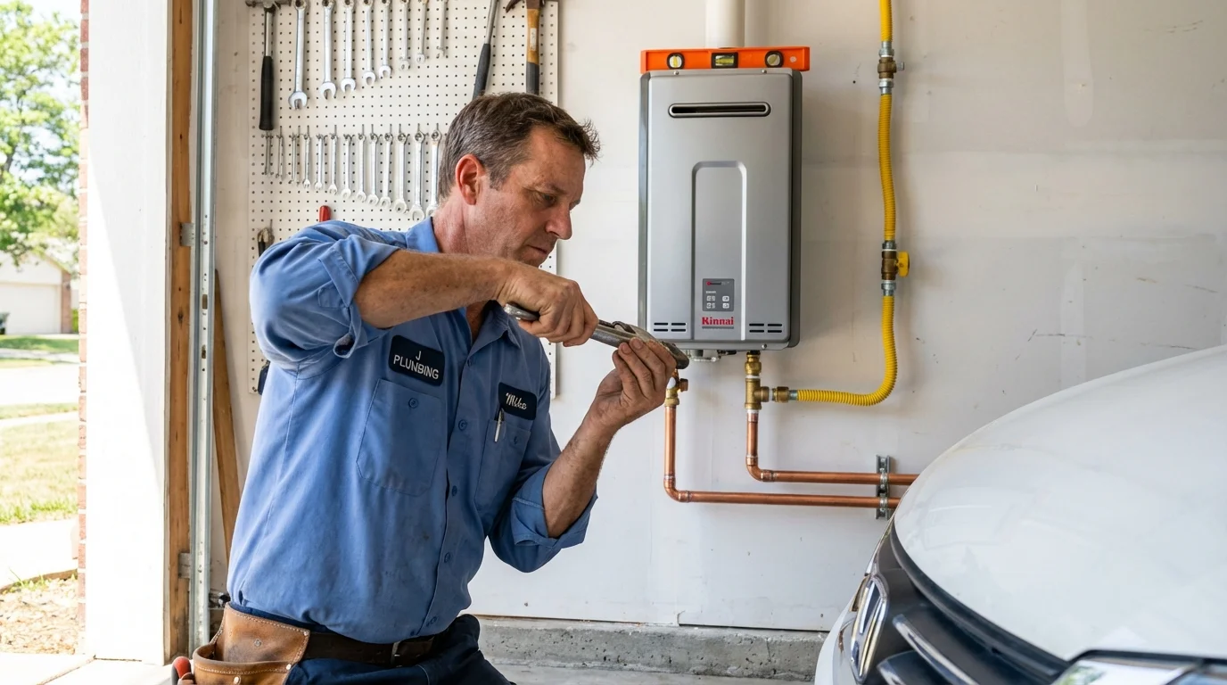Tankless water heater installation by a Johns Plumbing LLC plumber in Jal
